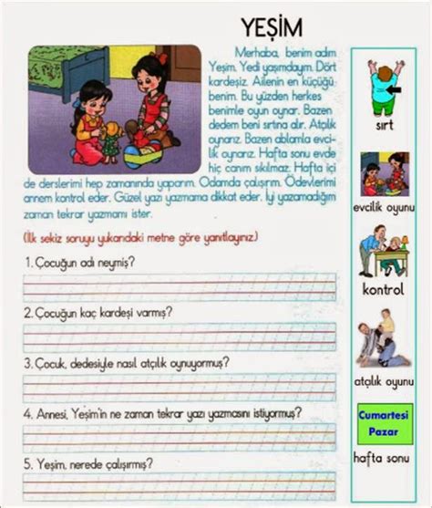 ikinci sınıf türkçe dinleme metinleri